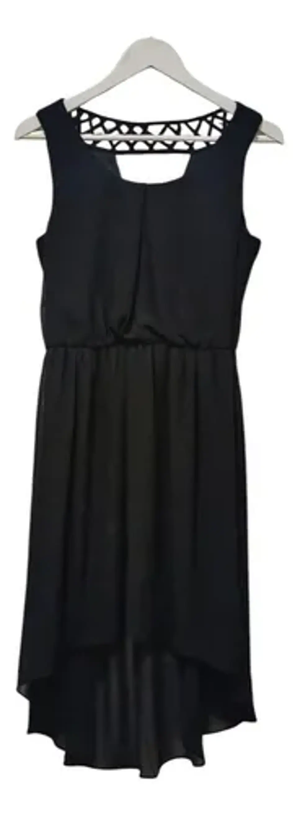 Vestido Negro Formal De Gasa Chiffon Asimétrico - Talla M 4