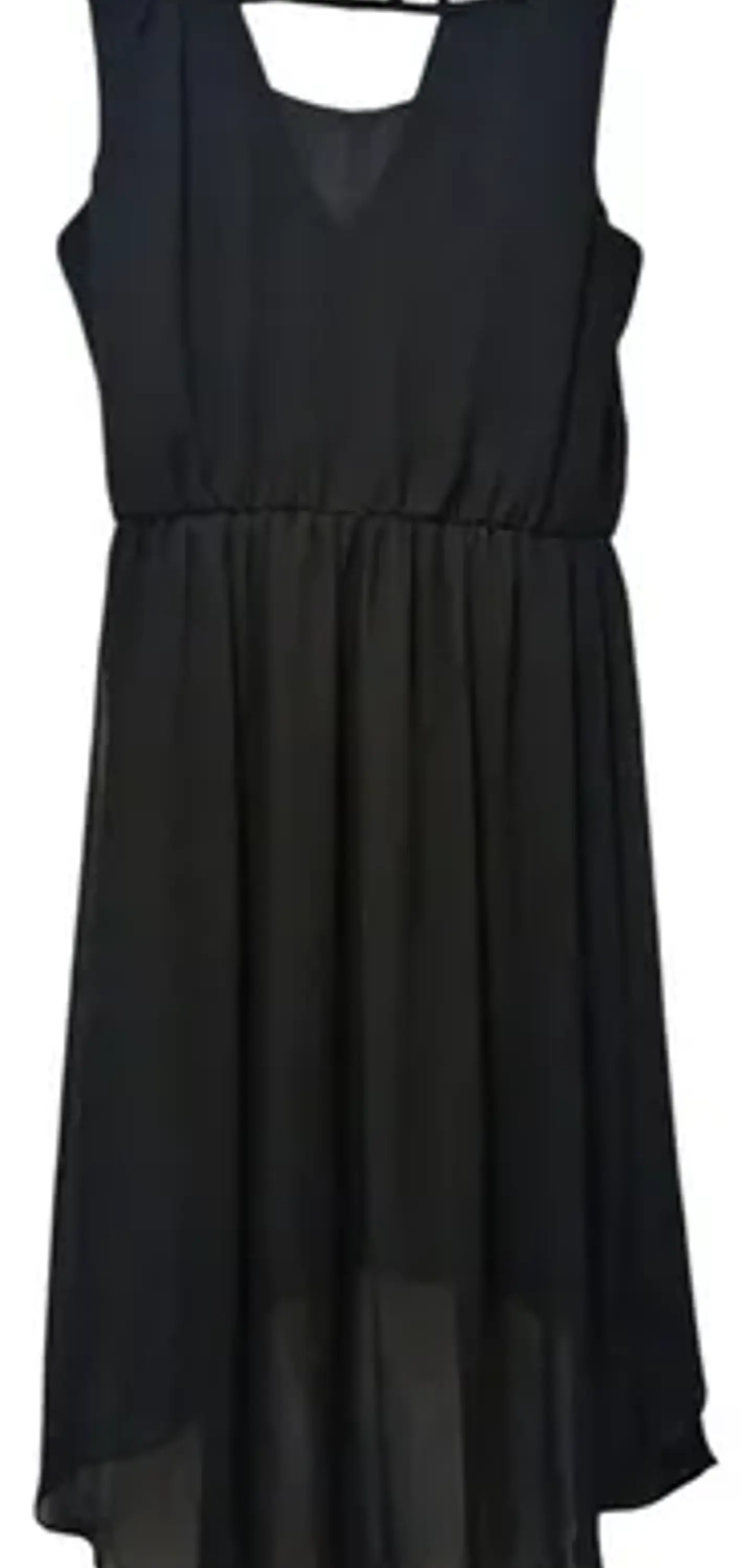 Vestido Negro Formal De Gasa Chiffon Asimétrico - Talla M 5