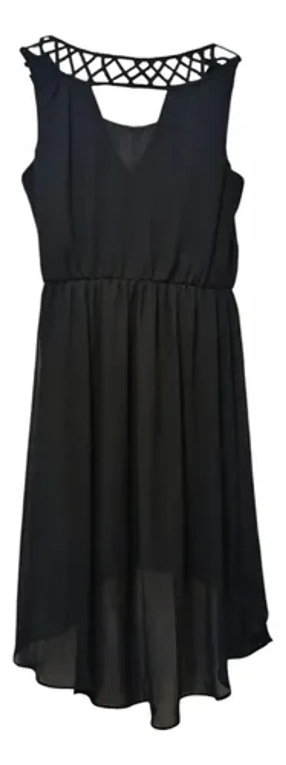 Vestido Negro Formal De Gasa Chiffon Asimétrico - Talla M 5