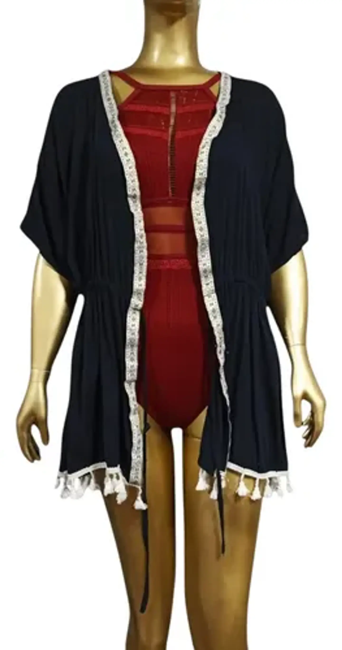 Salida De Baño Boho Chic Ajustable Negra Talla Única M / Xl 2