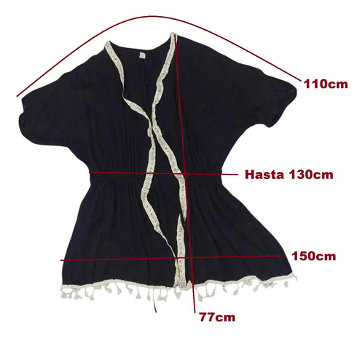 Salida De Baño Boho Chic Ajustable Negra Talla Única M / Xl 8