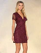 Mini Vestido De Fiesta Importado Wayf Encaje Burdeo Talla S - Miniatura 1