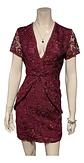 Mini Vestido De Fiesta Importado Wayf Encaje Burdeo Talla S - Miniatura 4