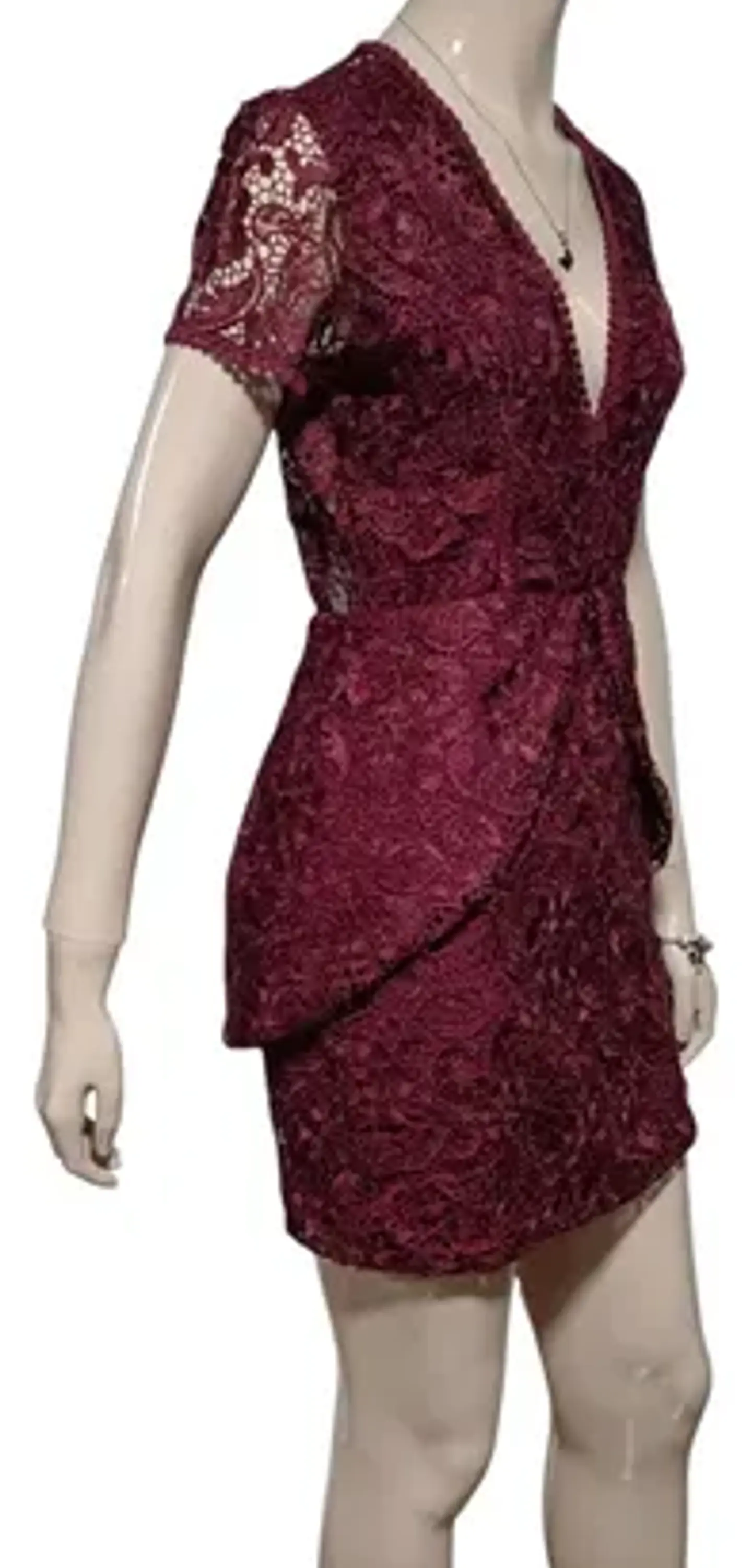Mini Vestido De Fiesta Importado Wayf Encaje Burdeo Talla S 5