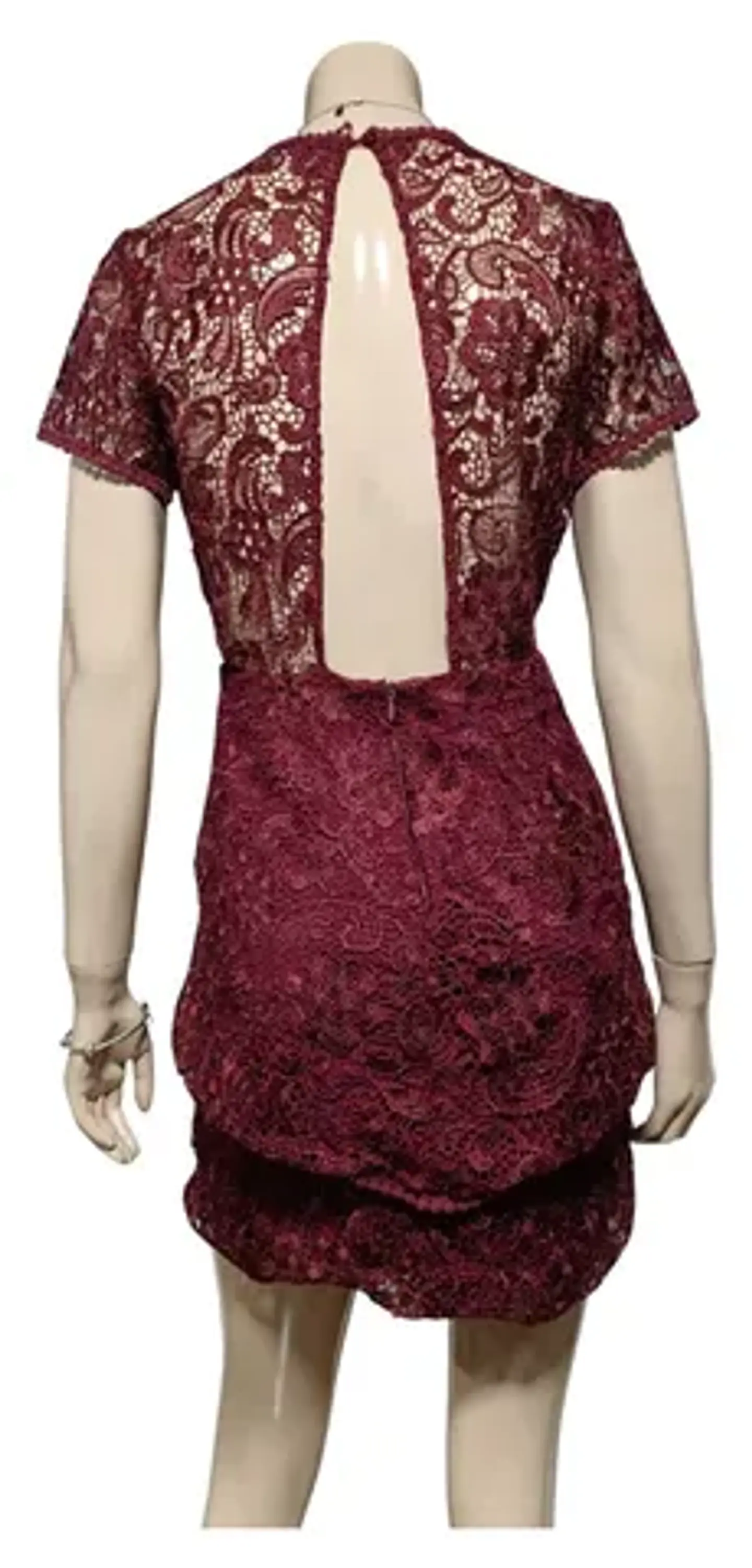 Mini Vestido De Fiesta Importado Wayf Encaje Burdeo Talla S 6