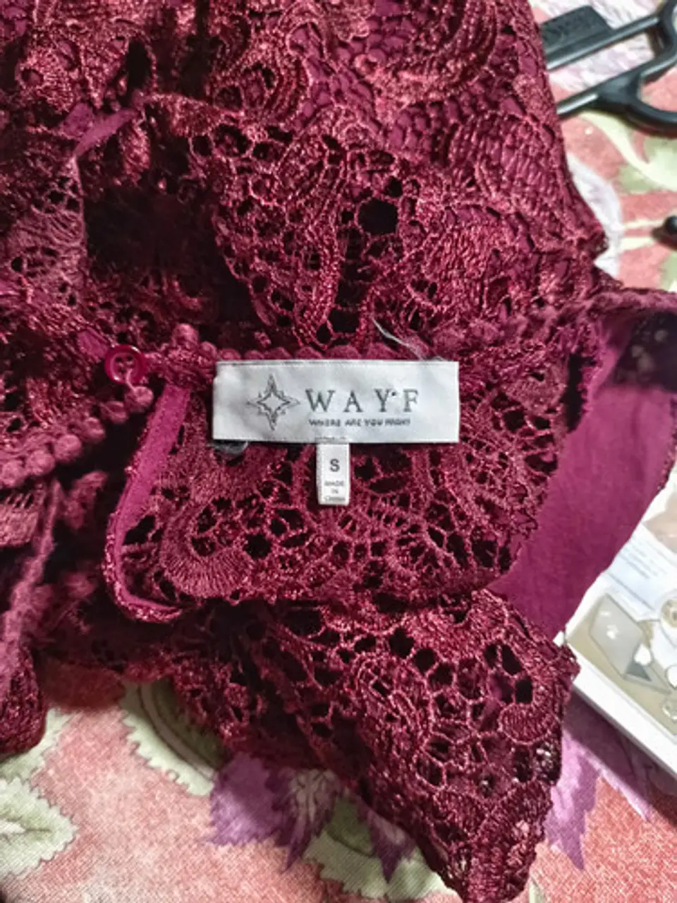 Mini Vestido De Fiesta Importado Wayf Encaje Burdeo Talla S 7