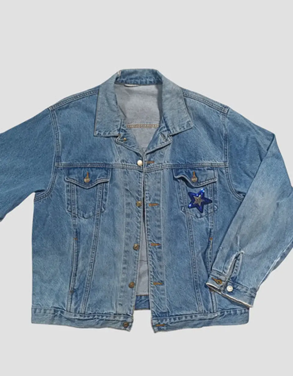 Chaqueta de Mezclilla Unisex Oversize Con Parches de Lentejuelas Diseño Platillo Volador 5
