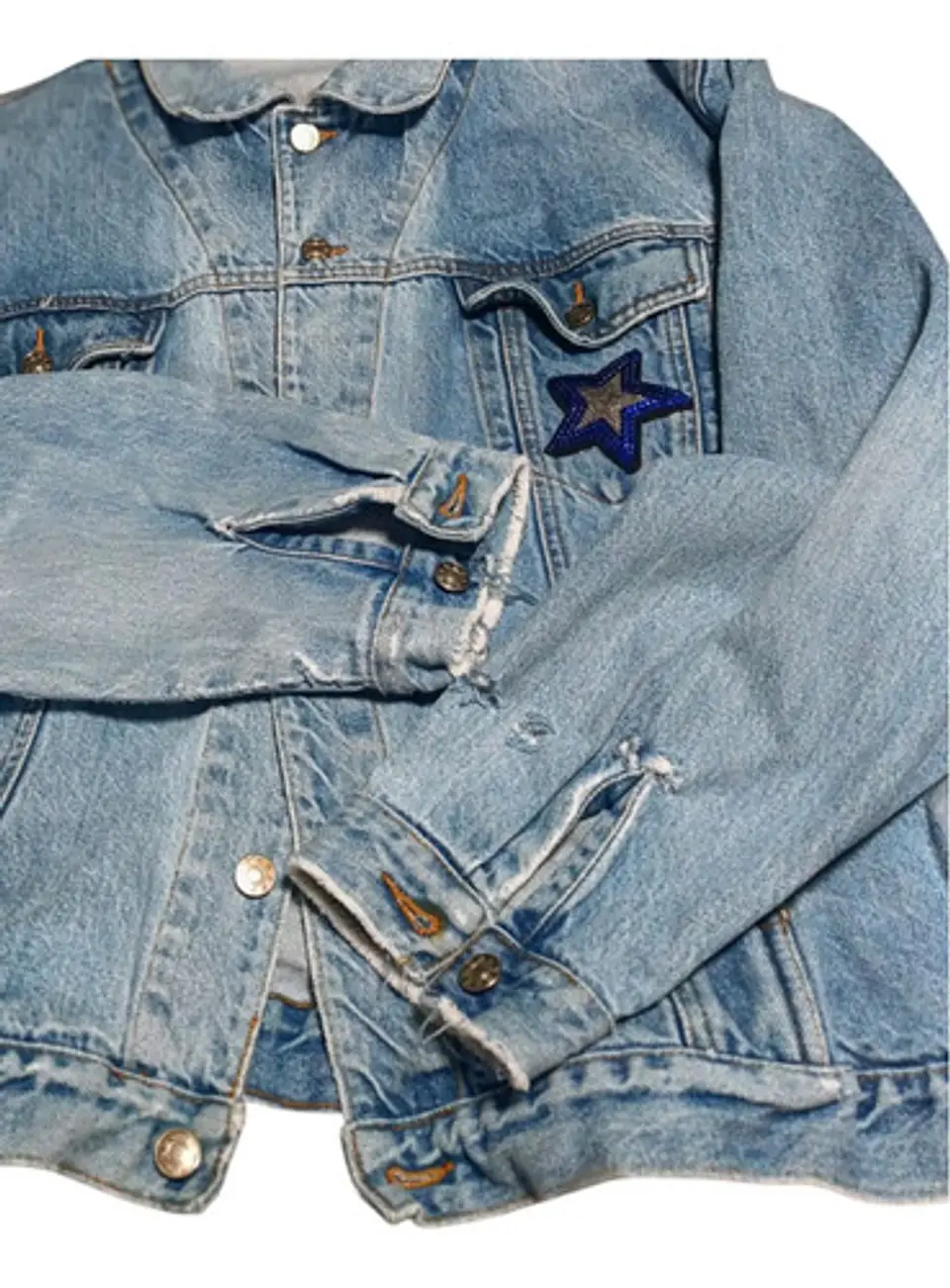 Chaqueta de Mezclilla Unisex Oversize Con Parches de Lentejuelas Diseño Platillo Volador 9