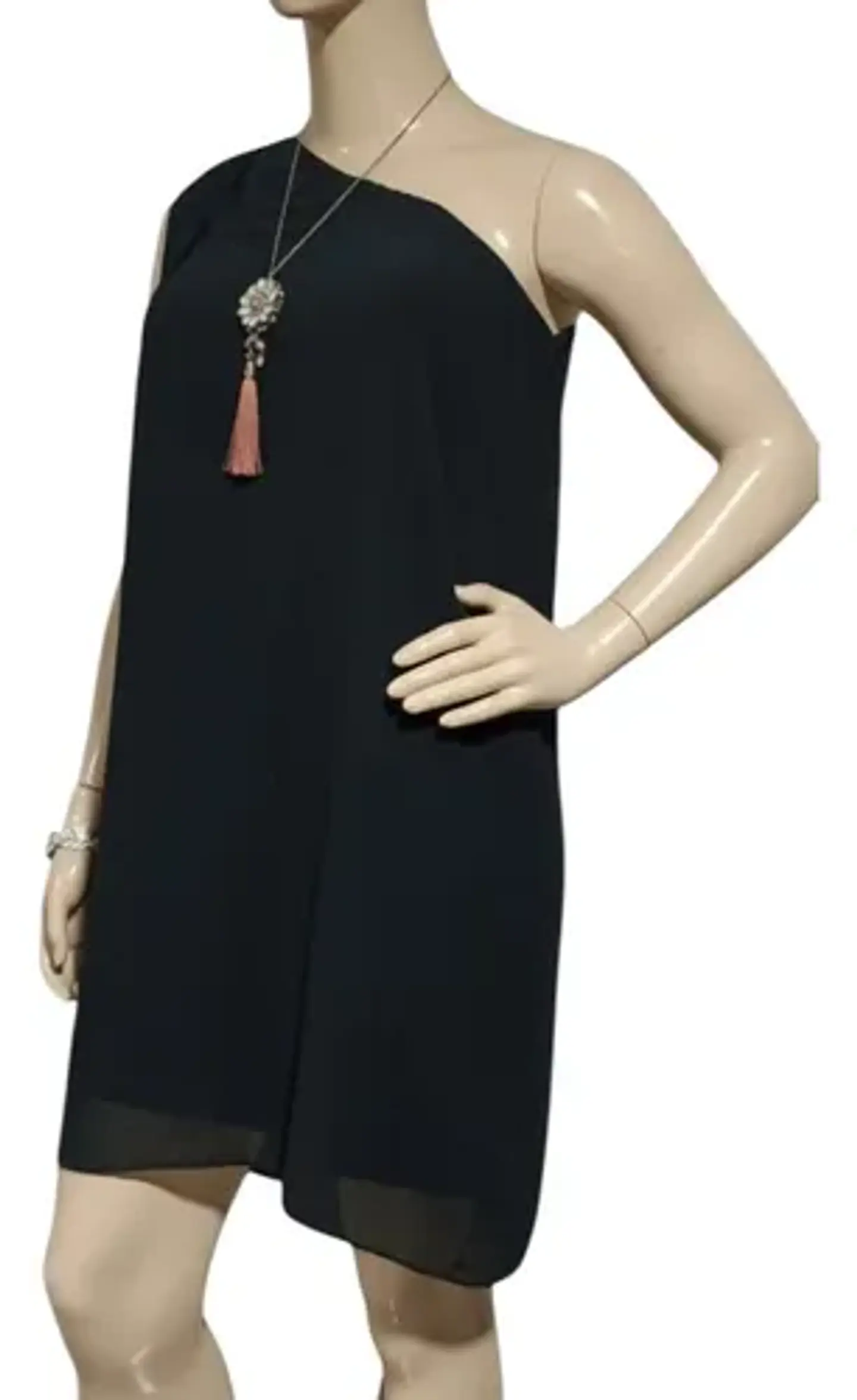 Vestido De Fiesta Eva Mendes_un Hombro Capa Superpuesta T. L 3