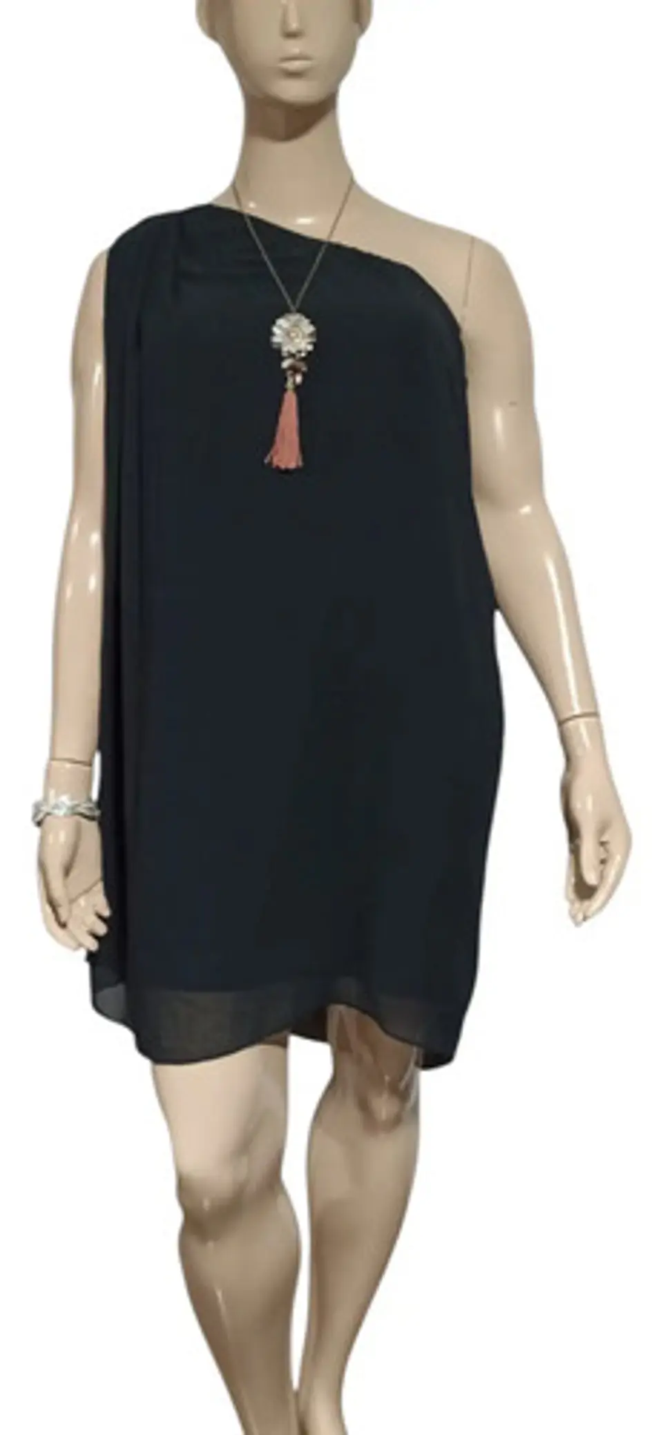 Vestido De Fiesta Eva Mendes_un Hombro Capa Superpuesta T. L 4