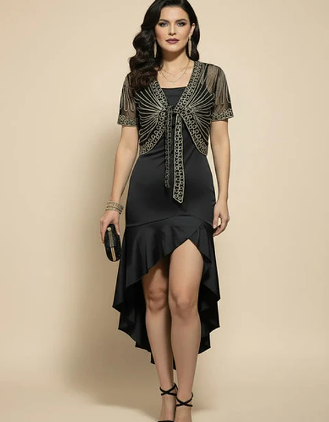 Vestido De Fiesta Ajustado Asimétrico Con Bolero Talla M