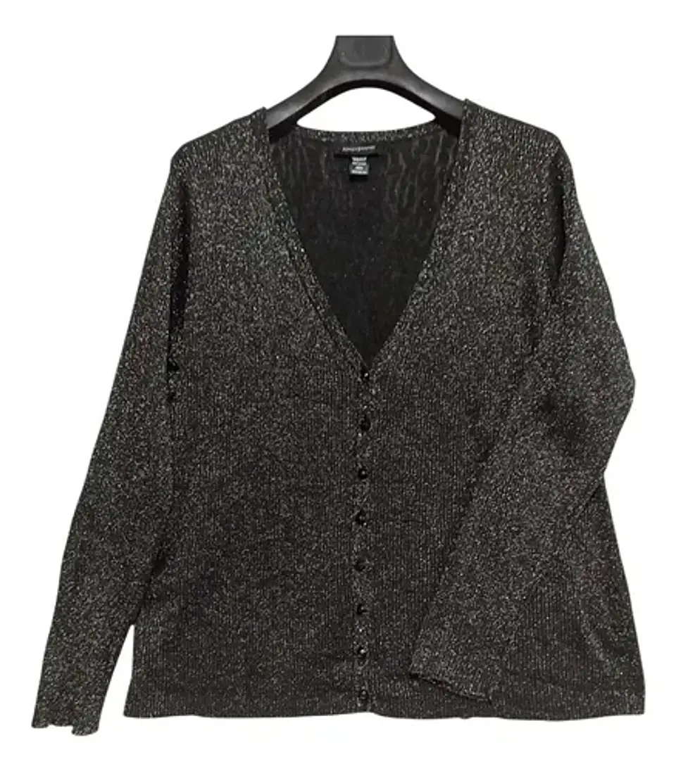 Cardigan De Lúrex Negro Ashley Stewart Talla Grande 2xl 2