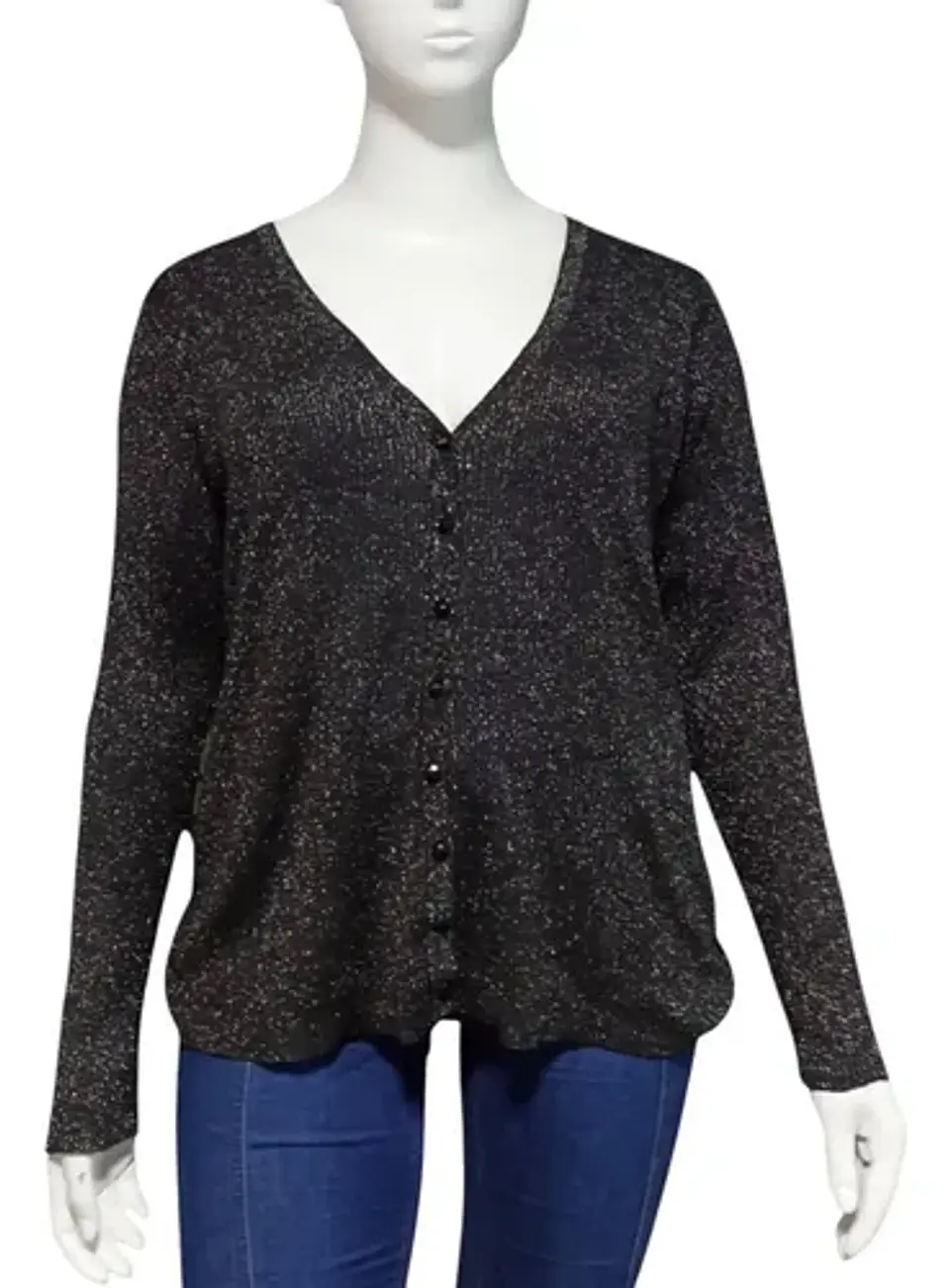 Cardigan De Lúrex Negro Ashley Stewart Talla Grande 2xl 4