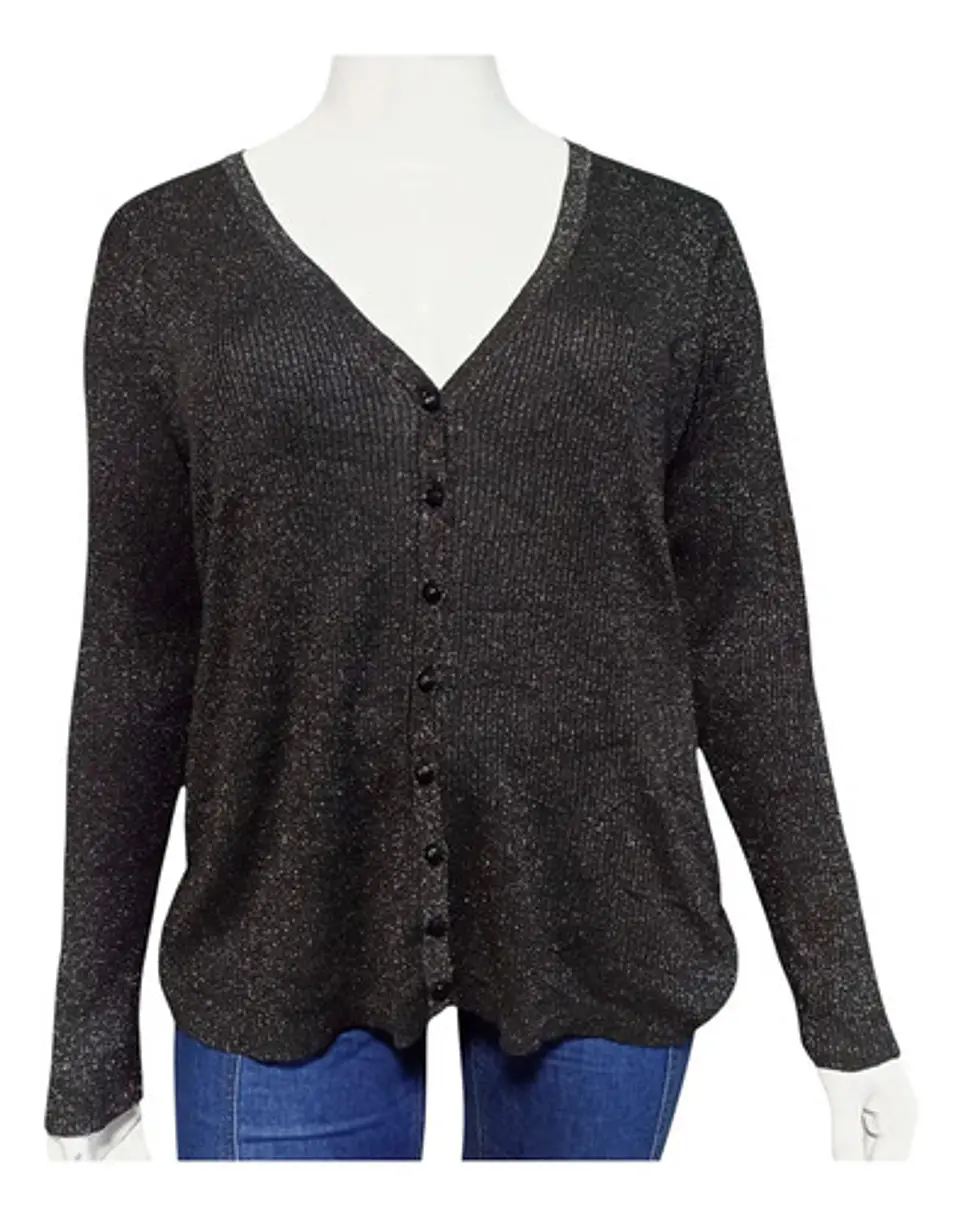 Cardigan De Lúrex Negro Ashley Stewart Talla Grande 2xl 5