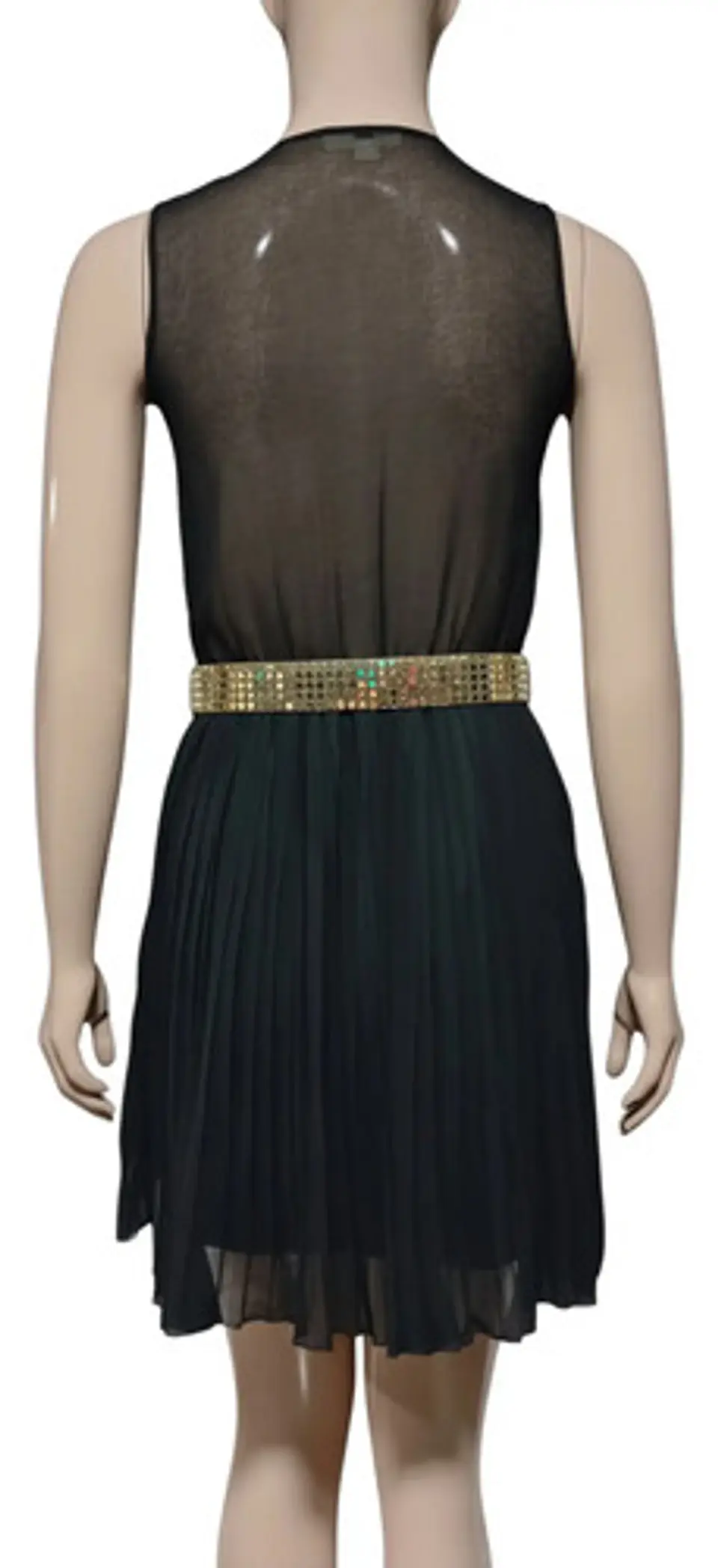Vestido Formal Coctel De Gasa Negra Falda Plisada Talla M 5