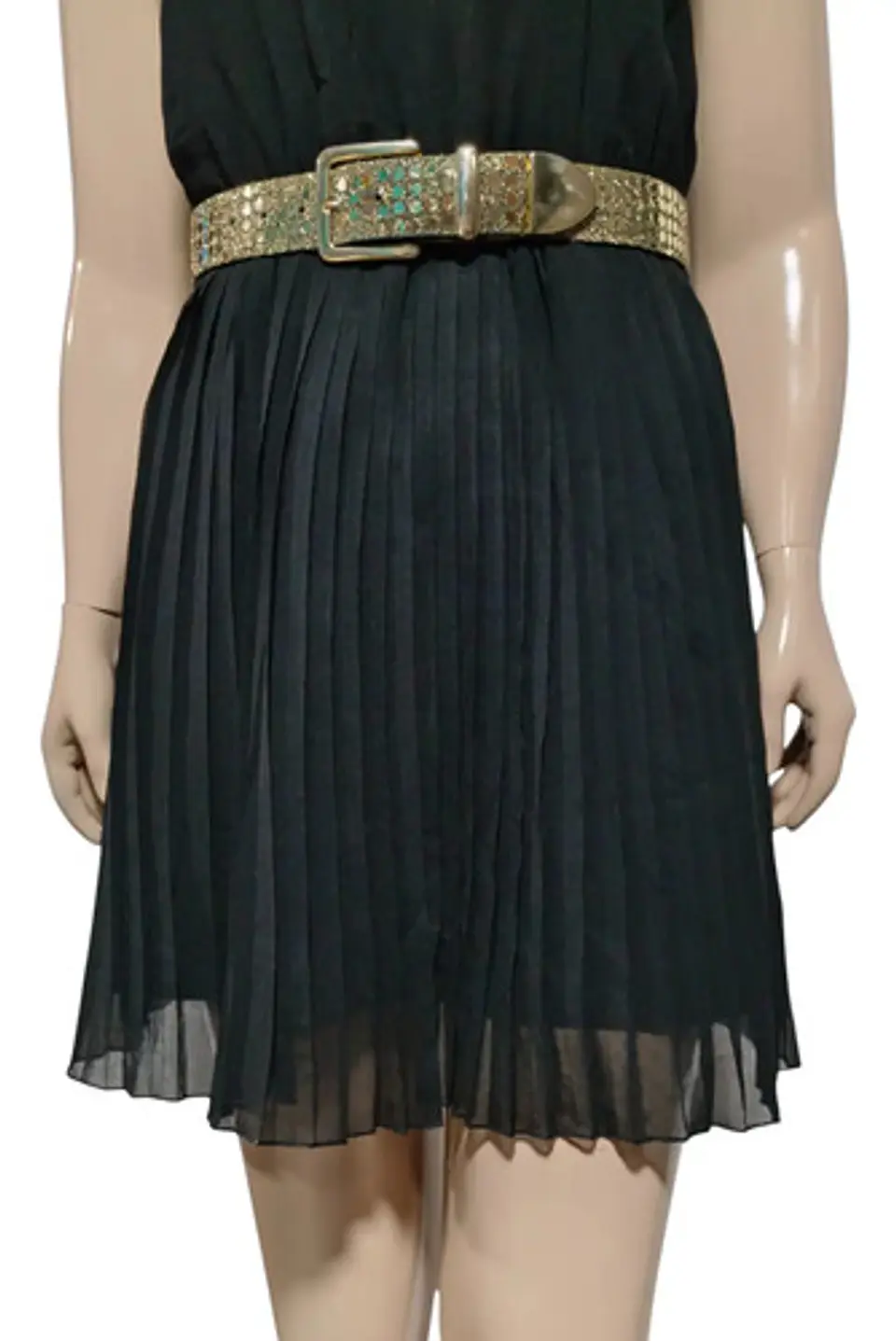 Vestido Formal Coctel De Gasa Negra Falda Plisada Talla M 6