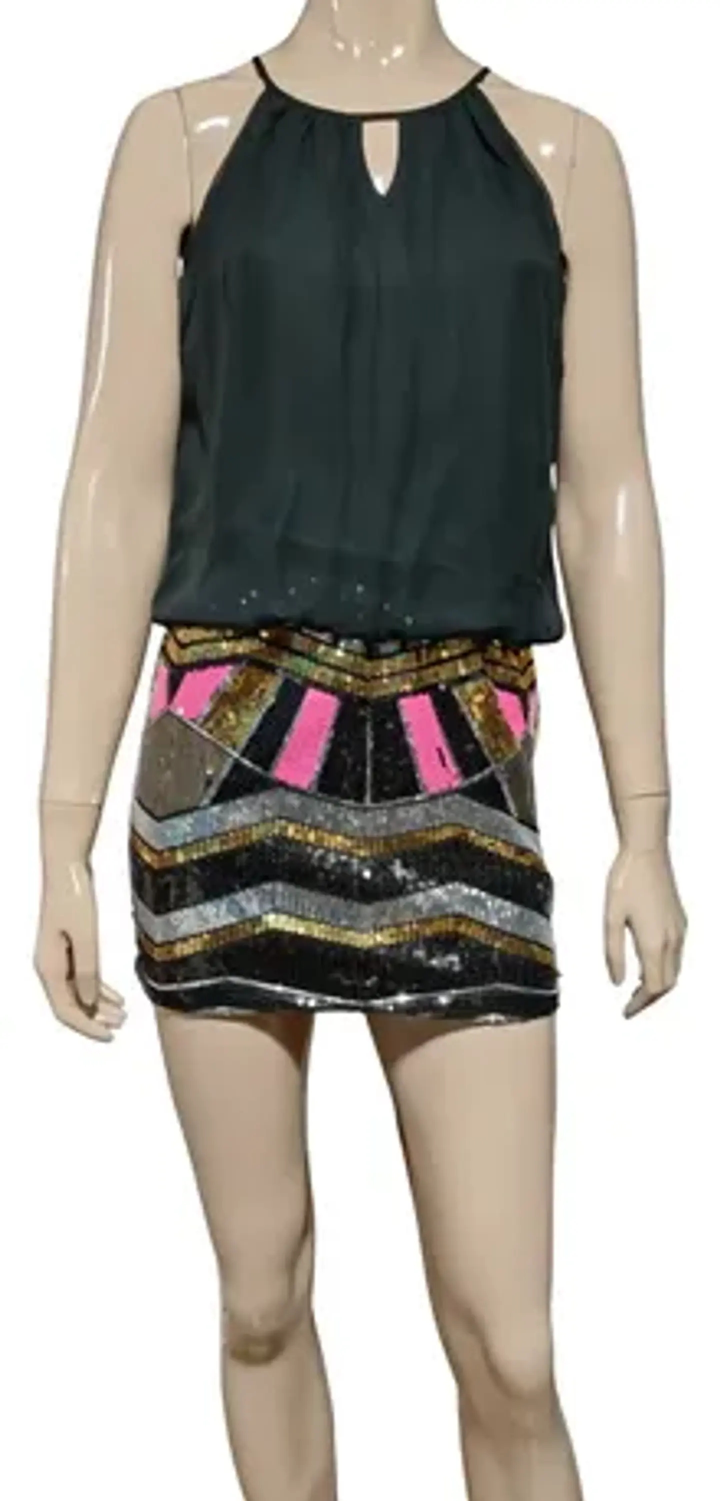 Vestido De Fiesta Con Mini Falda De Lentejuelas Talla S 2