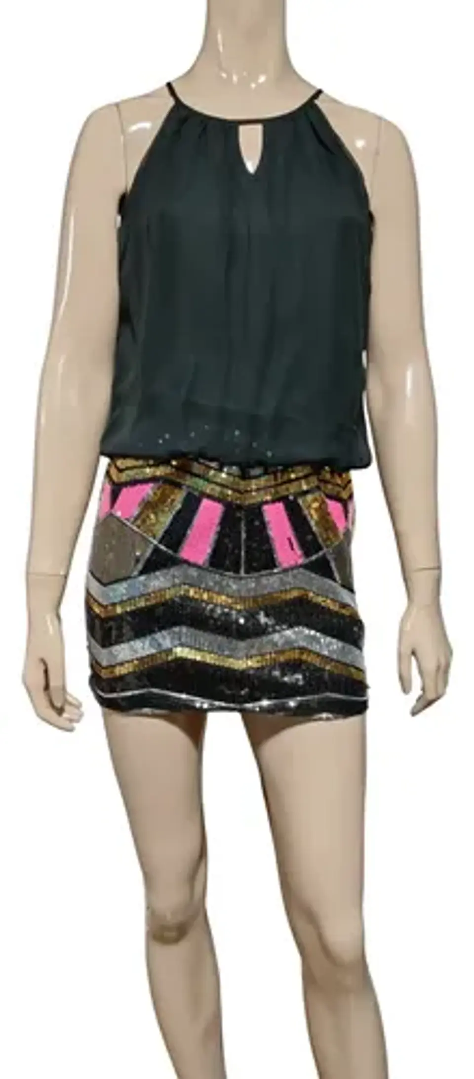 Vestido De Fiesta Con Mini Falda De Lentejuelas Talla S 2