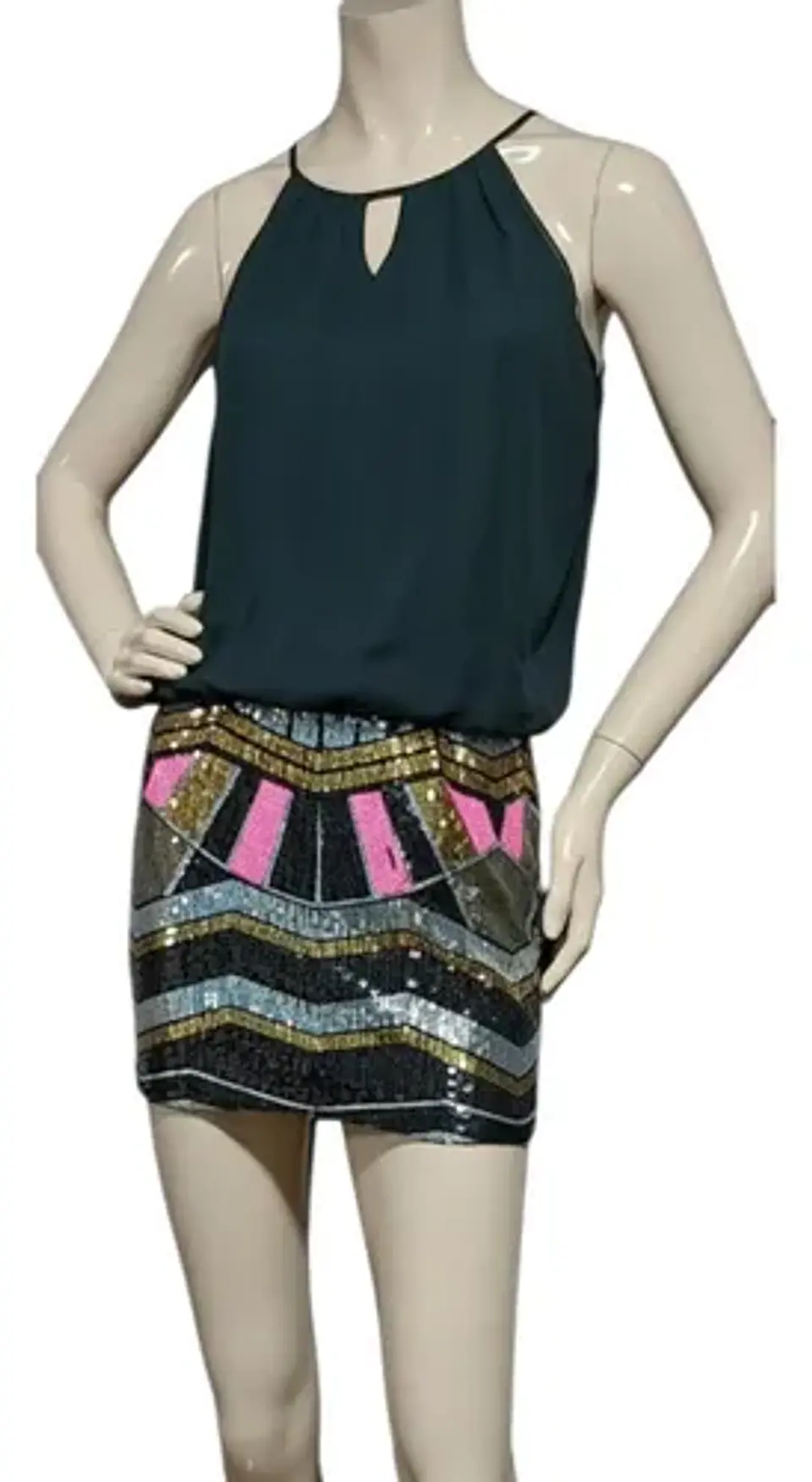 Vestido De Fiesta Con Mini Falda De Lentejuelas Talla S 3