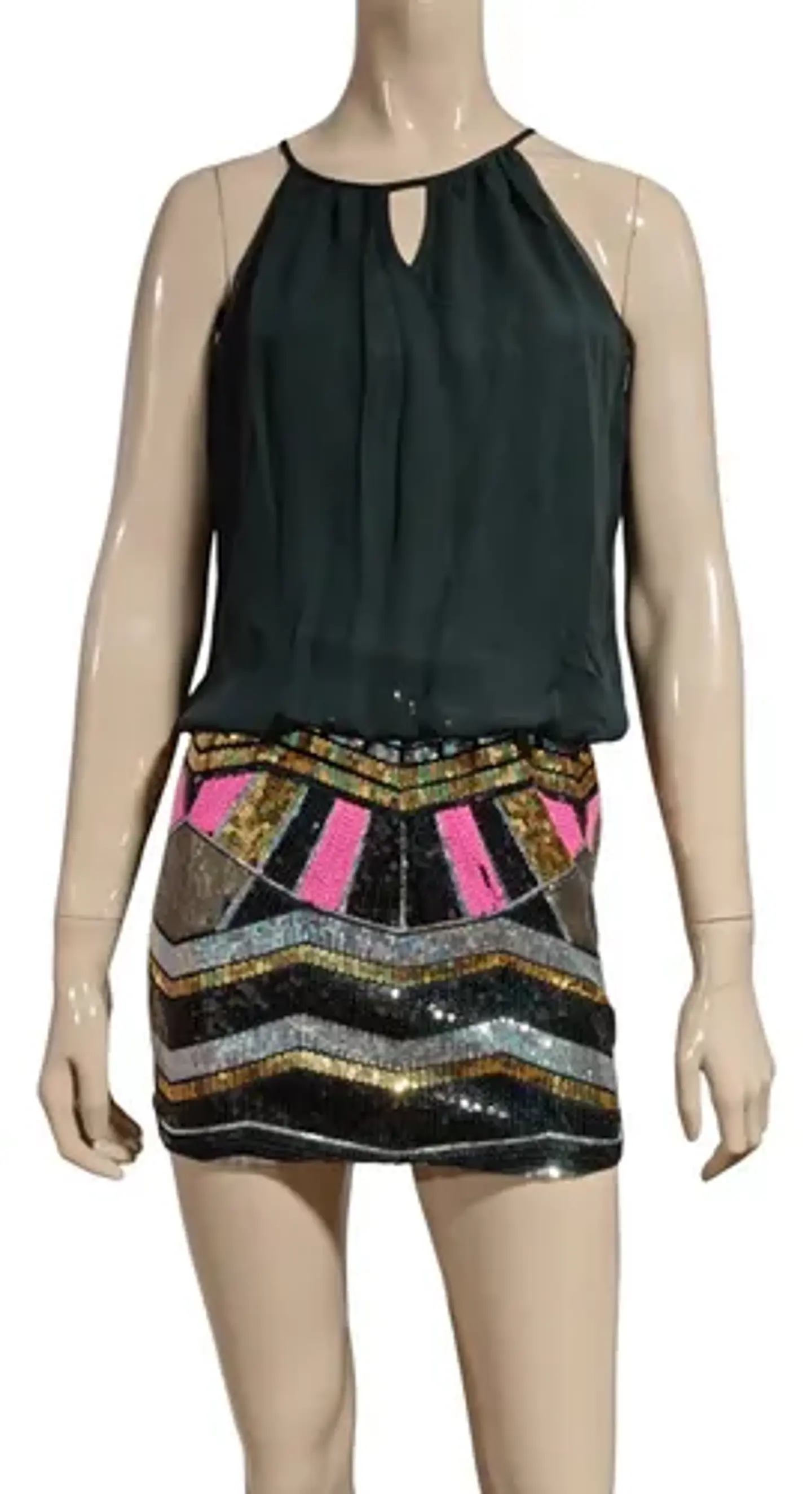 Vestido De Fiesta Con Mini Falda De Lentejuelas Talla S 4