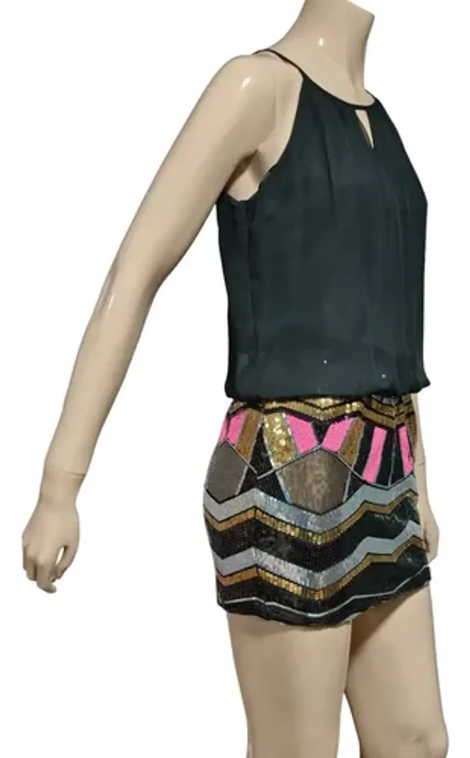 Vestido De Fiesta Con Mini Falda De Lentejuelas Talla S 5