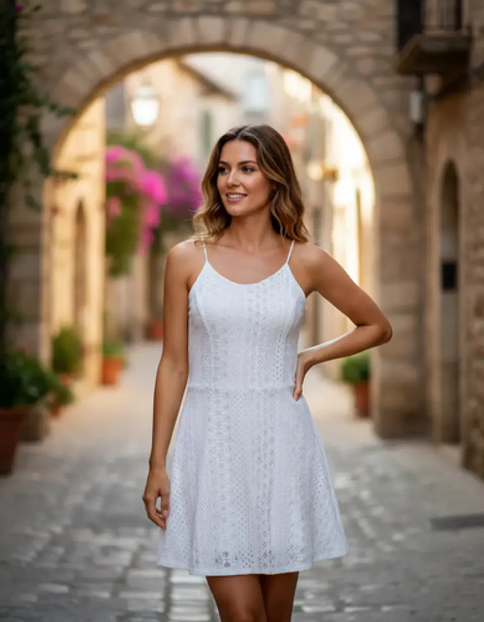Vestido Blanco Corto Con Tirantes - Marquis Talla L 1