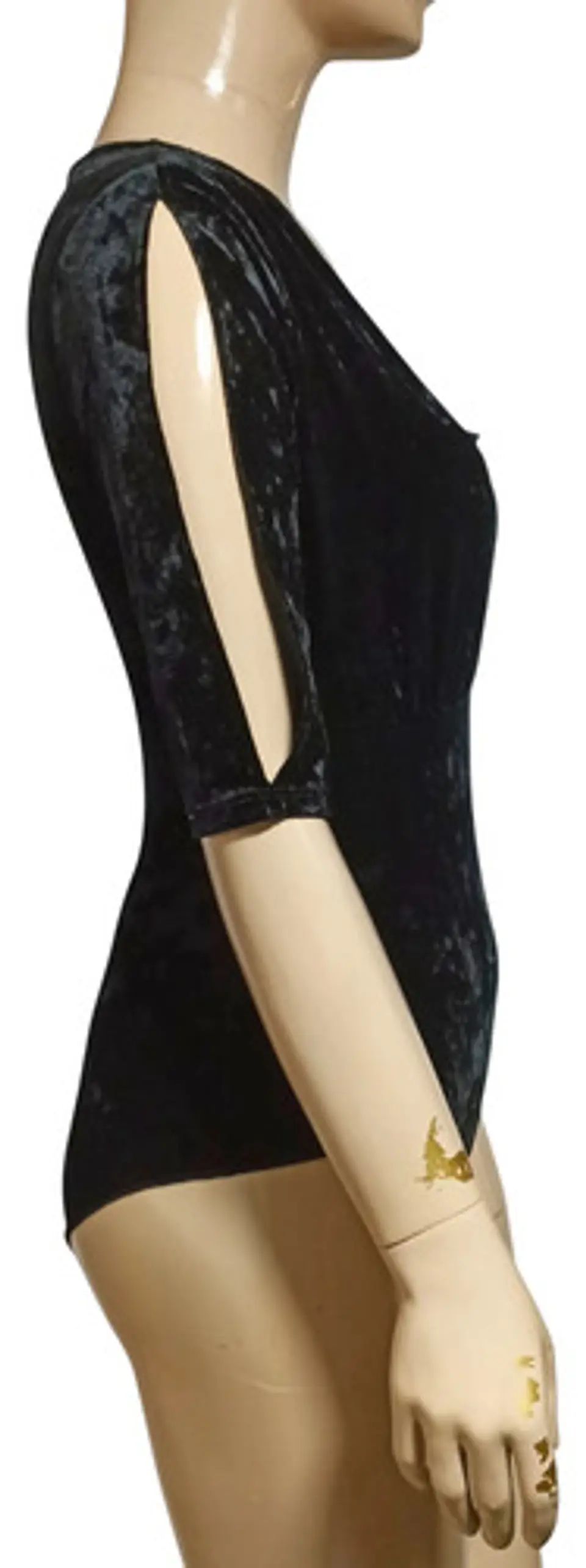 Body De Plush Con Escote Traslucido Mangas 3/4 - Talla M - L 4
