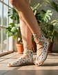 Sandalias Zara Plateadas Glitter Estilo Gladiadoras Talla 38 - Miniatura 1