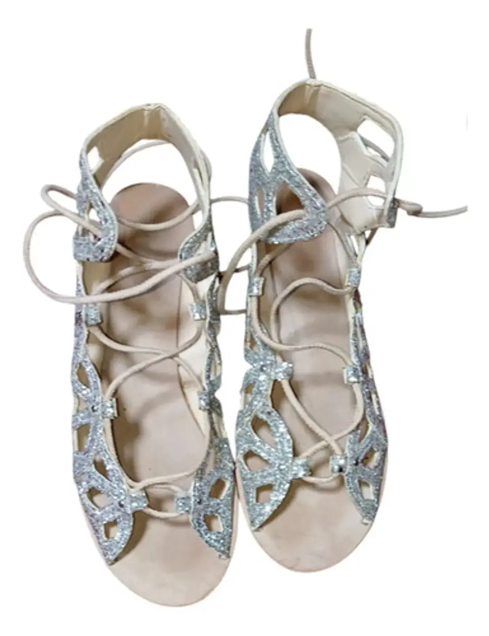 Sandalias Zara Plateadas Glitter Estilo Gladiadoras Talla 38 3