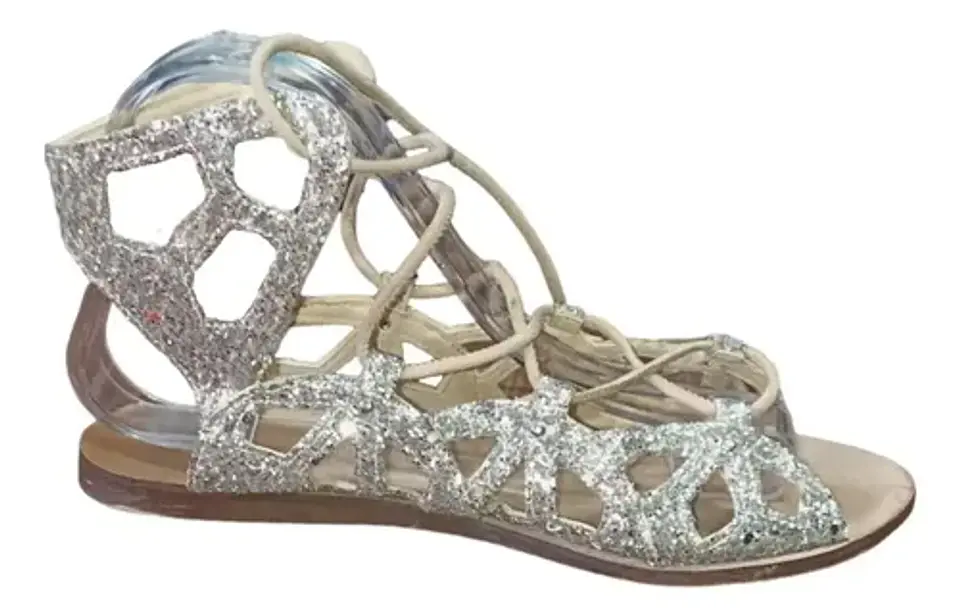 Sandalias Zara Plateadas Glitter Estilo Gladiadoras Talla 38 4
