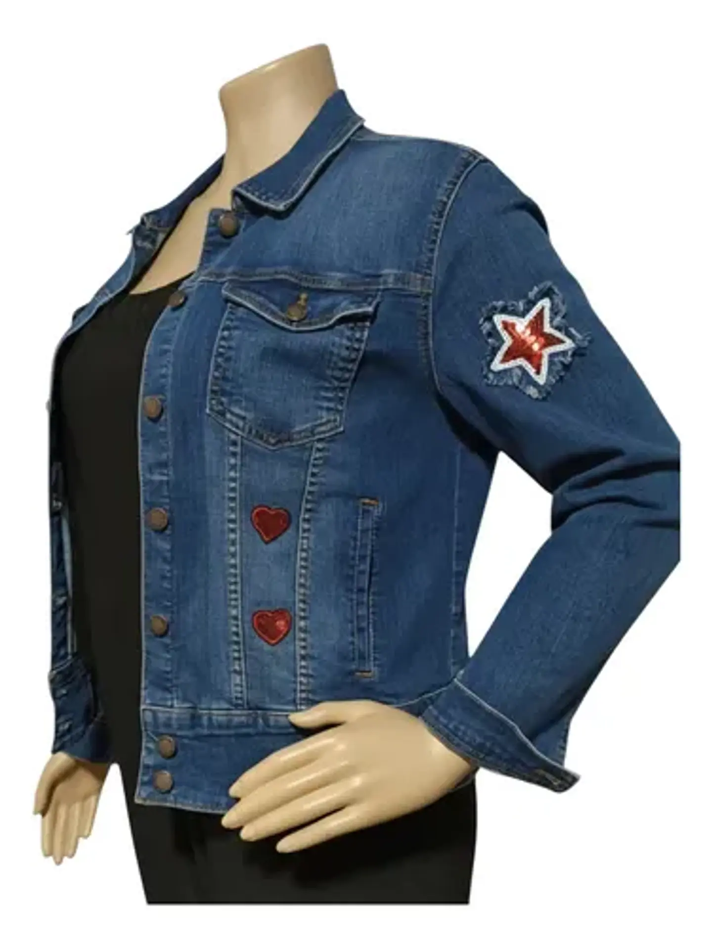 Chaqueta de Mezclilla Personalizada con Lentejuelas Diseño Betty Boop - Talla XL 6