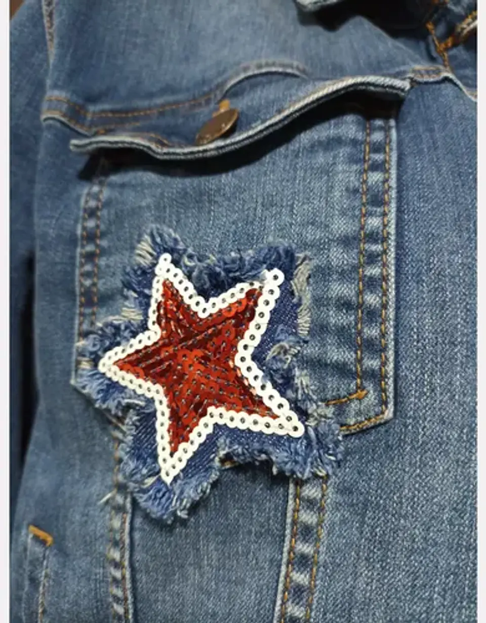Chaqueta de Mezclilla Personalizada con Lentejuelas Diseño Betty Boop - Talla XL 8