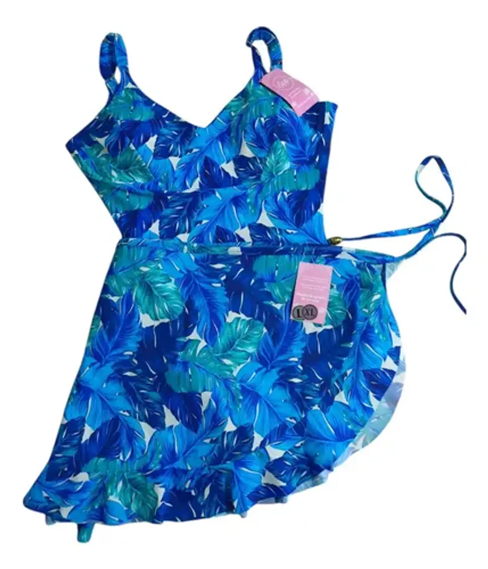 Traje De Baño Reductor Modelador Con Faja + Pareo Talla Xl 2