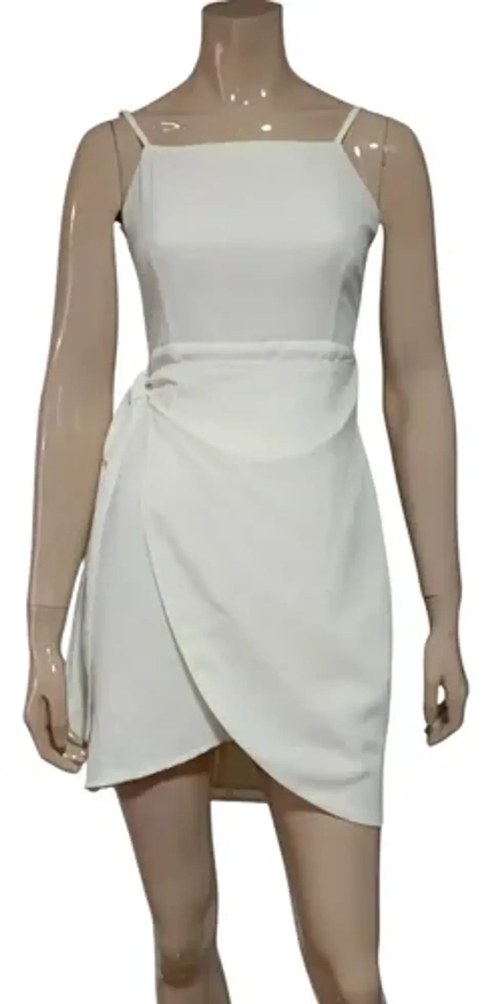 Vestido Formal Corto Blanco Marfil Atado A La Cintura 2