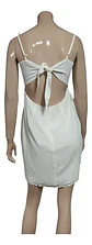 Vestido Formal Corto Blanco Marfil Atado A La Cintura - Miniatura 5