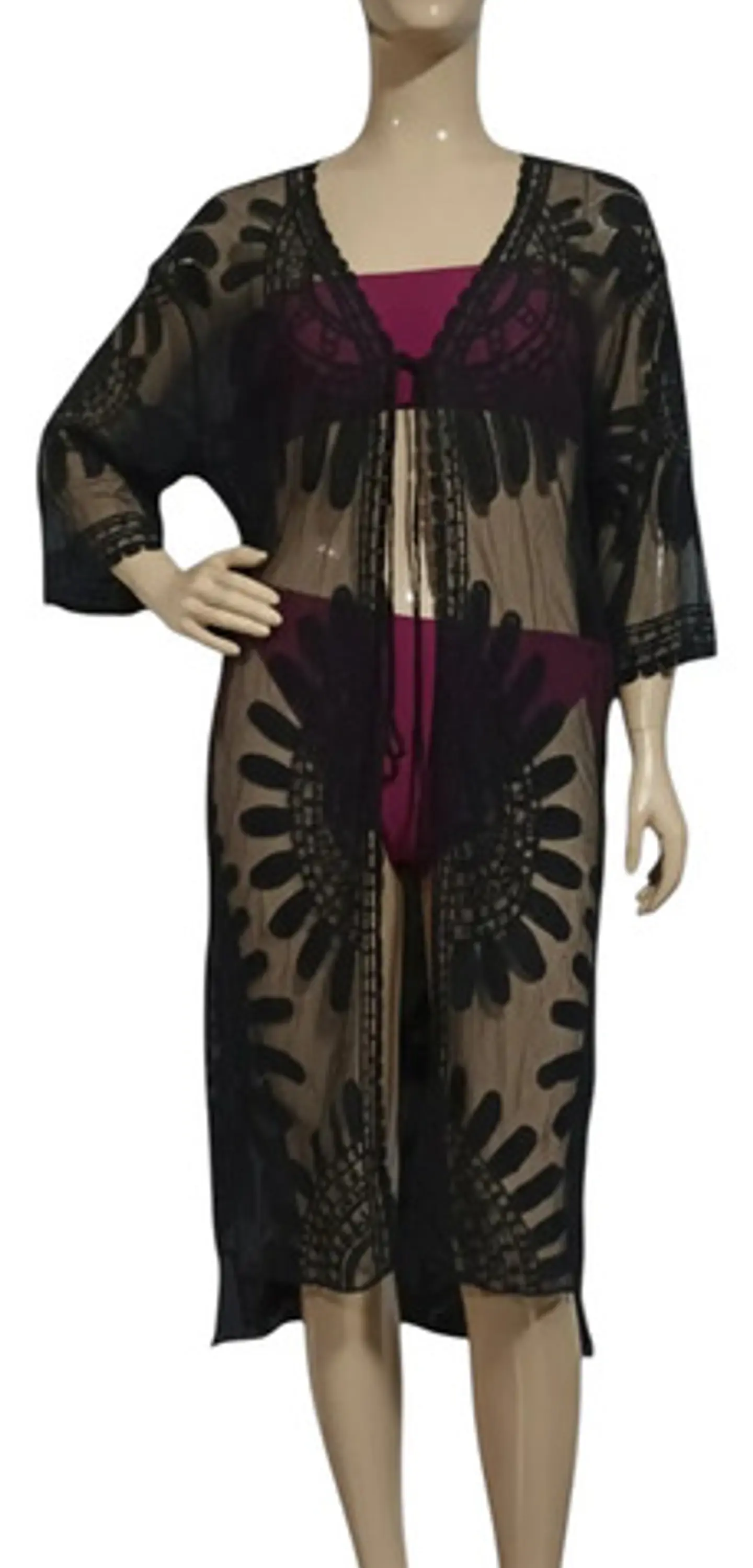 Kimono Túnica Salida De Baño De Tul Bordado 2