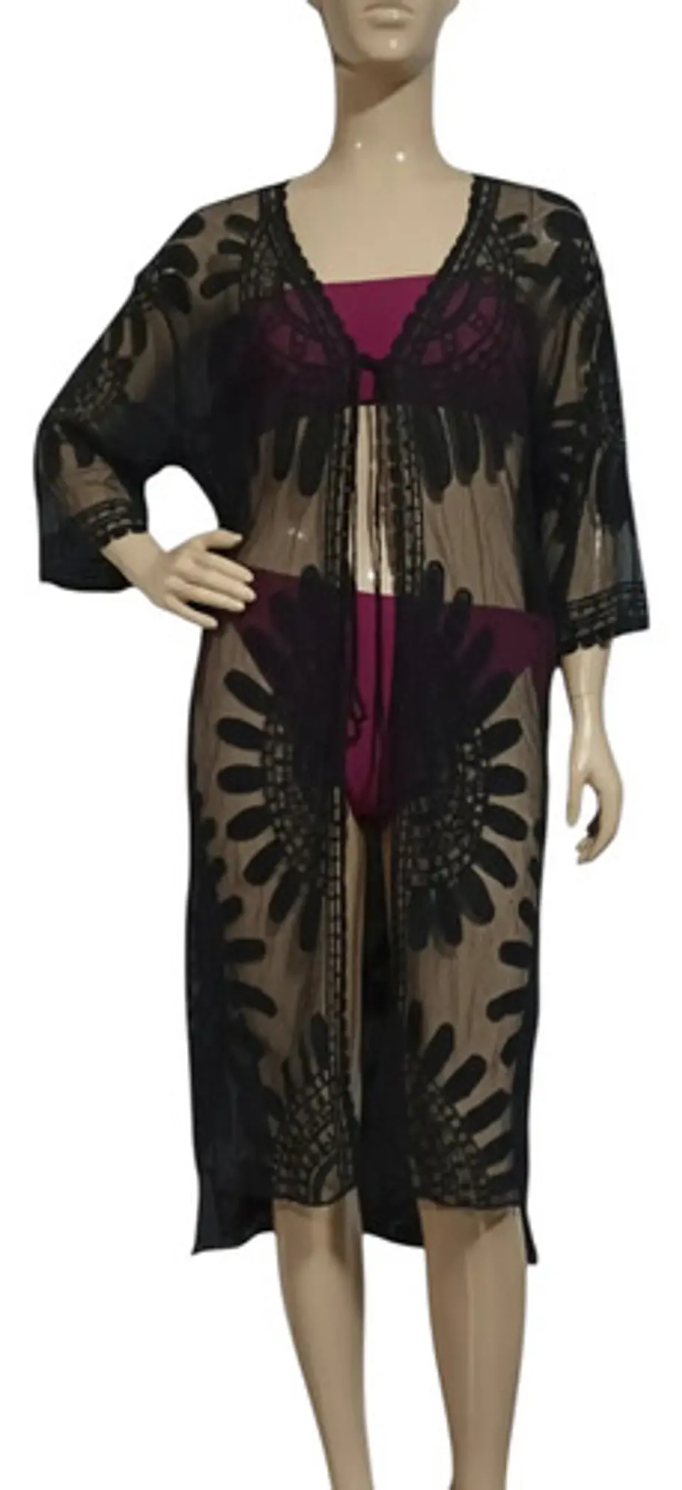 Kimono Túnica Salida De Baño De Tul Bordado 2