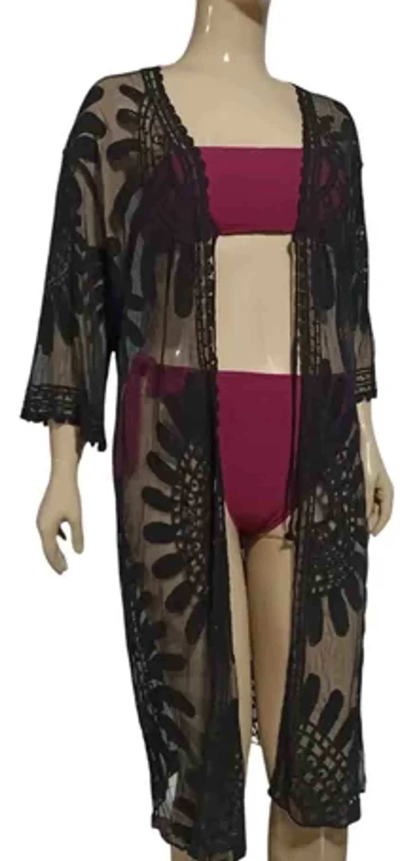 Kimono Túnica Salida De Baño De Tul Bordado 4