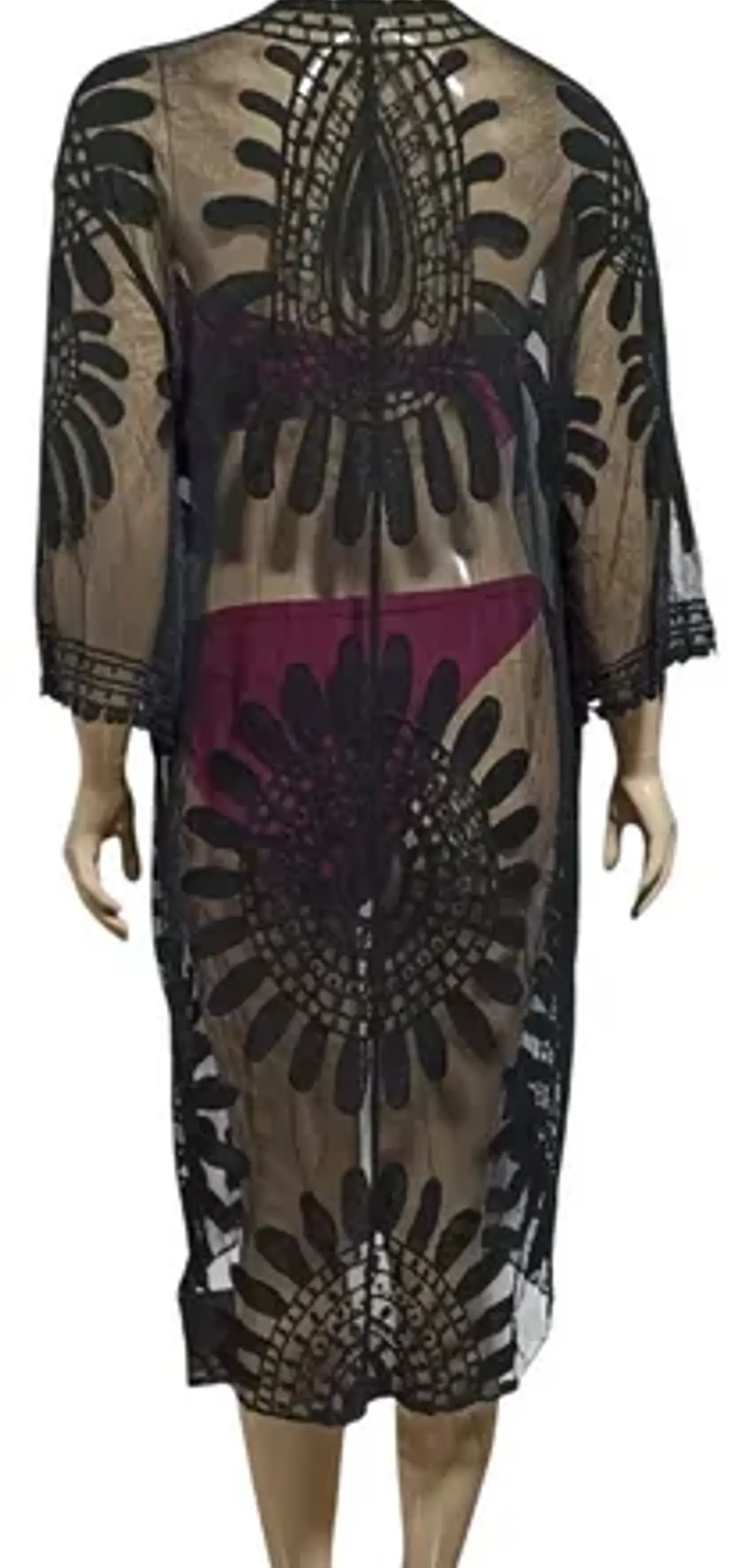 Kimono Túnica Salida De Baño De Tul Bordado 6