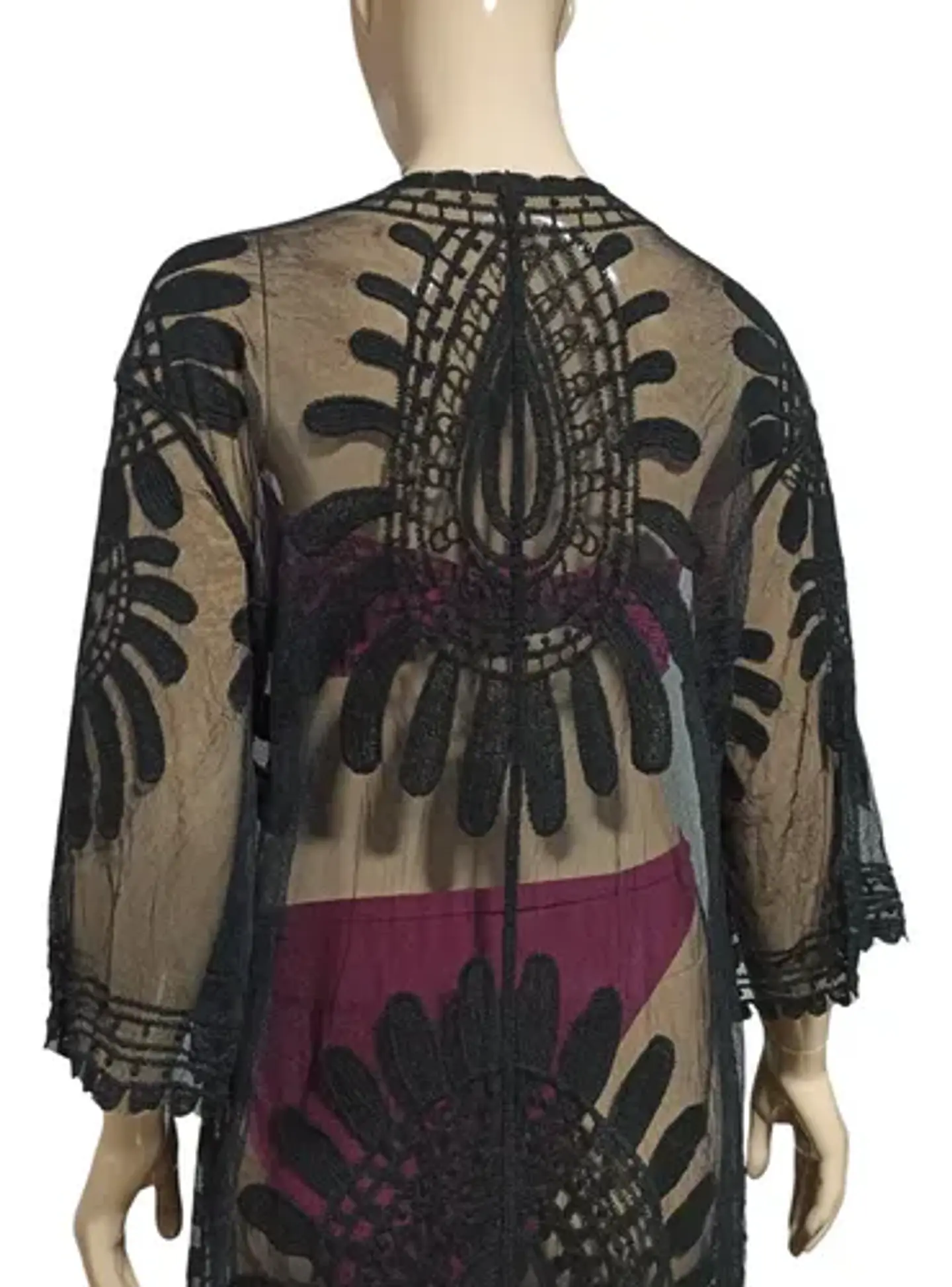 Kimono Túnica Salida De Baño De Tul Bordado 7