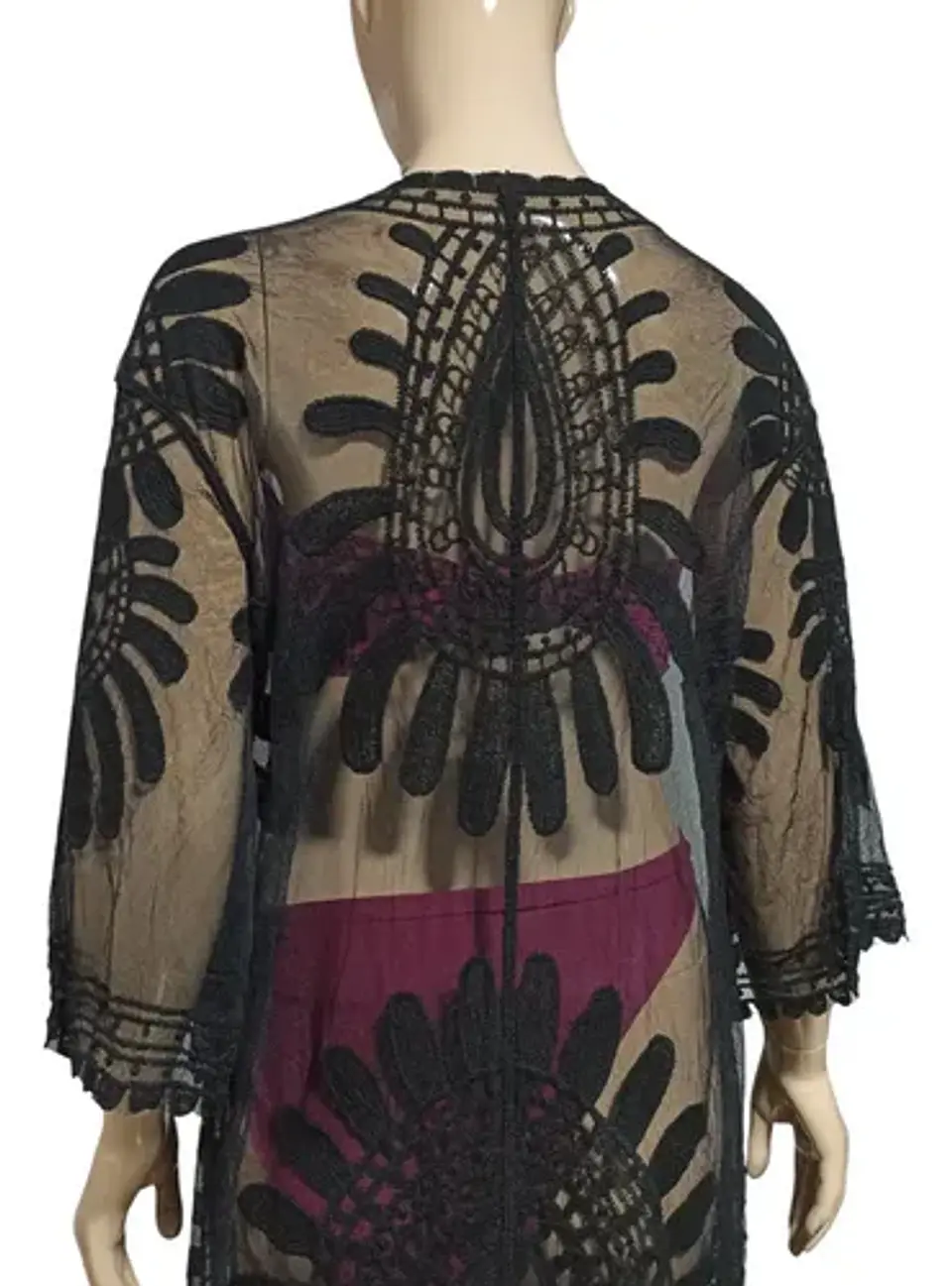 Kimono Túnica Salida De Baño De Tul Bordado 7