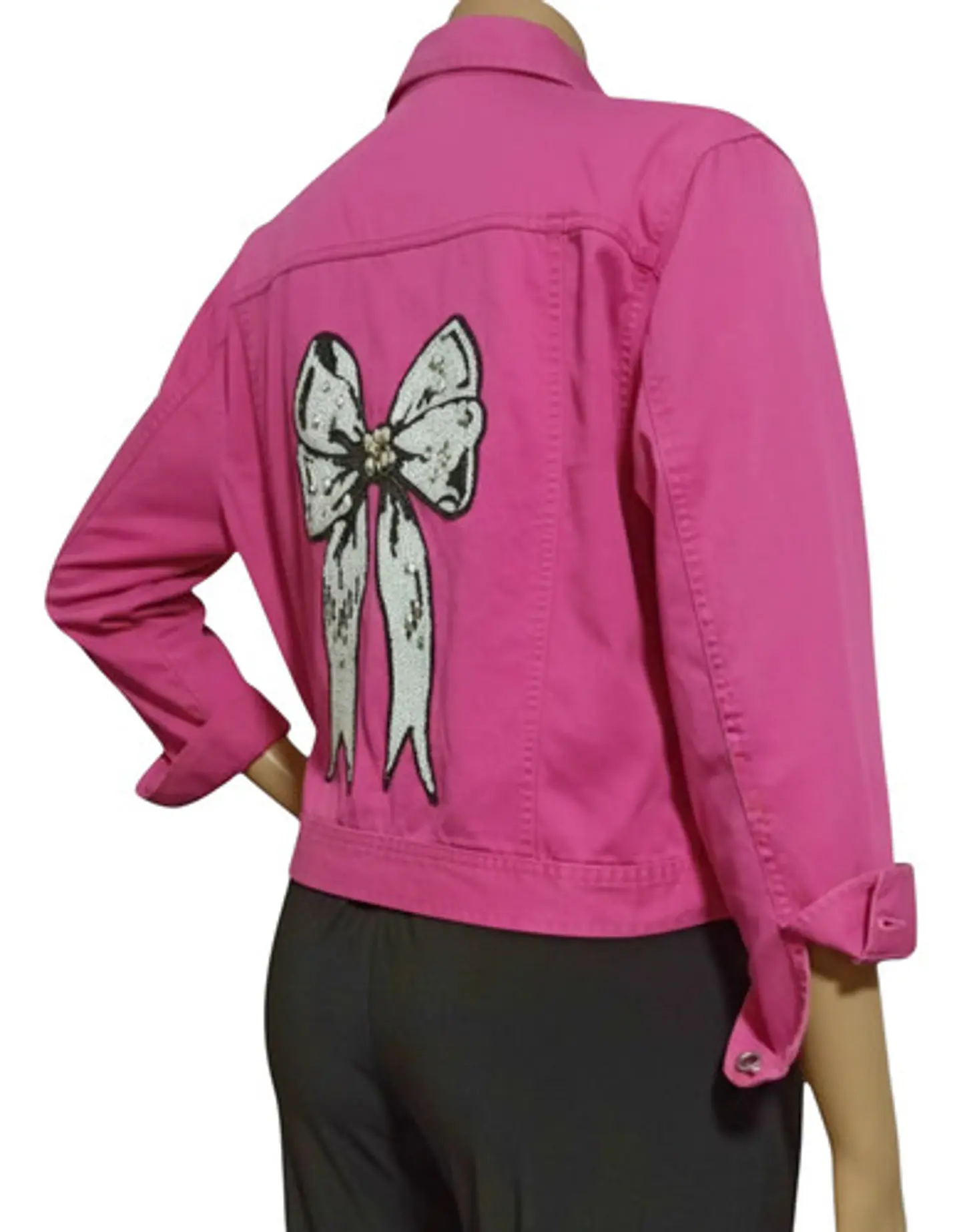 Chaqueta De Mezclilla Fucsia Con Lentejuelas Decorativas 6