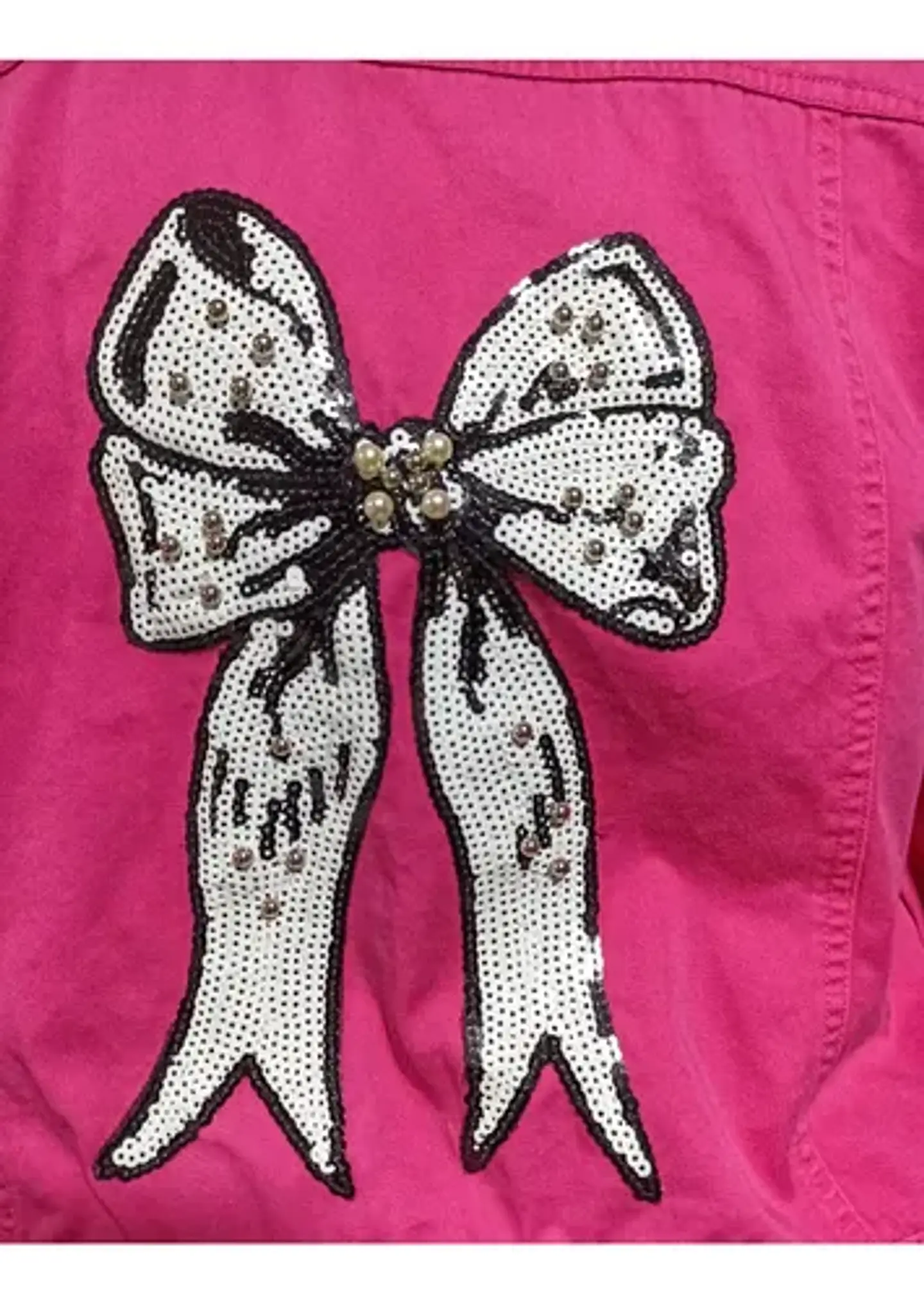 Chaqueta De Mezclilla Fucsia Con Lentejuelas Decorativas 8