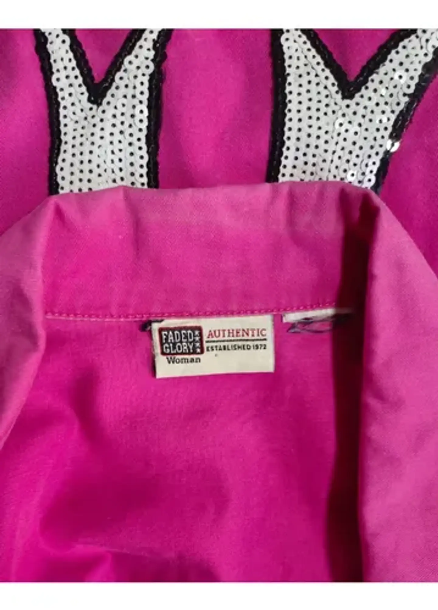 Chaqueta De Mezclilla Fucsia Con Lentejuelas Decorativas 9