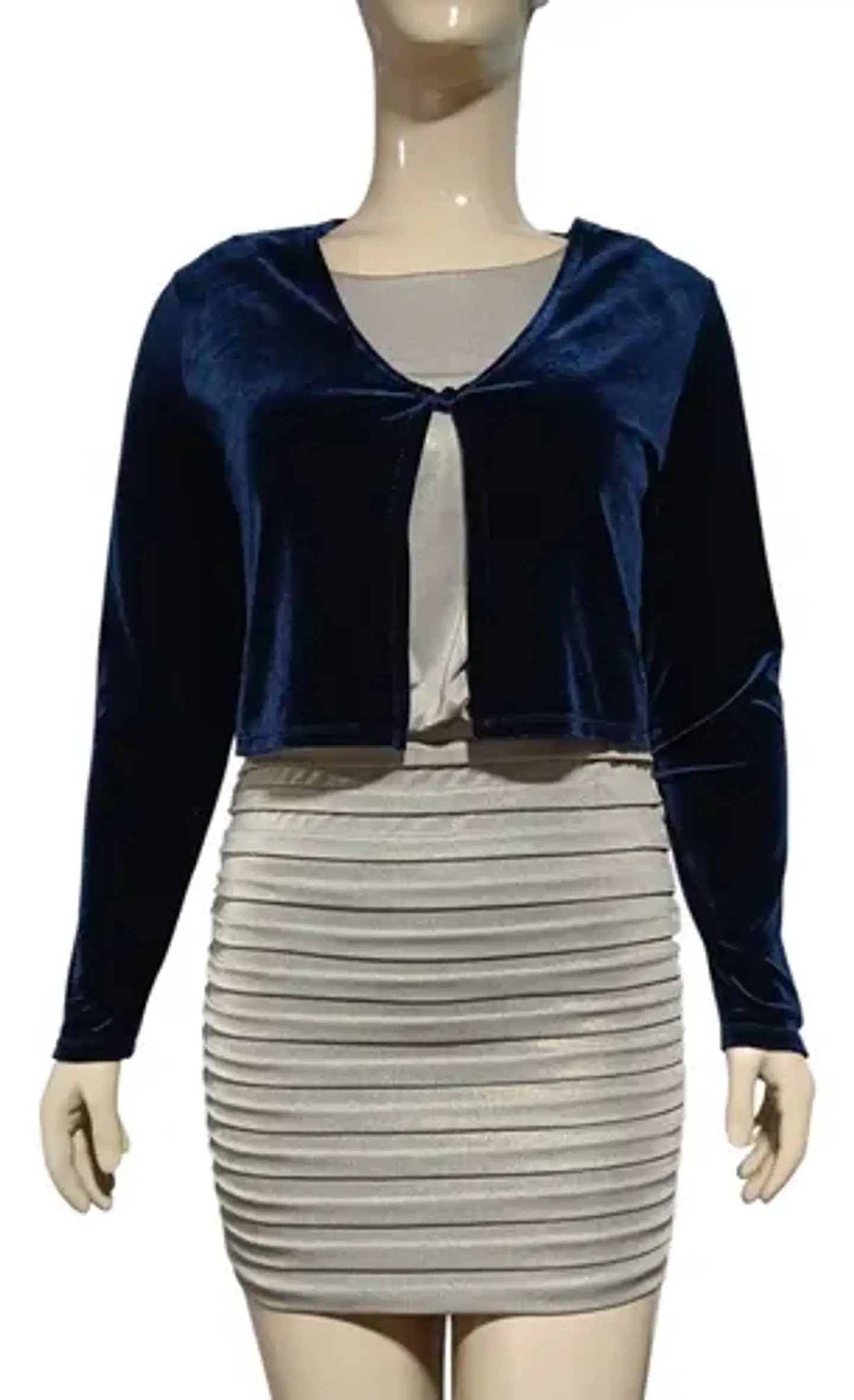 Bolero De Fiesta Azul De Terciopelo Importado Talla M 2