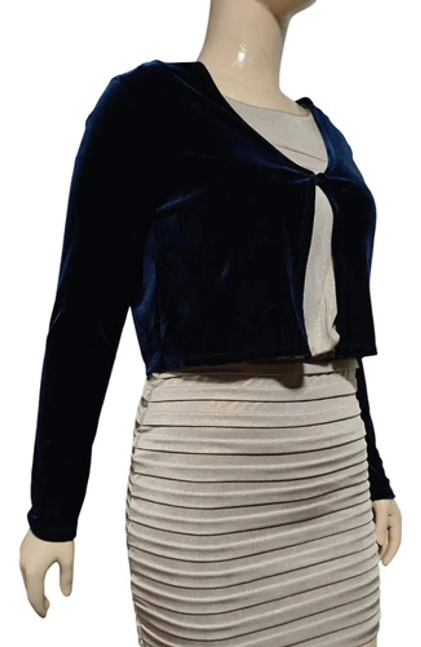 Bolero De Fiesta Azul De Terciopelo Importado Talla M 3