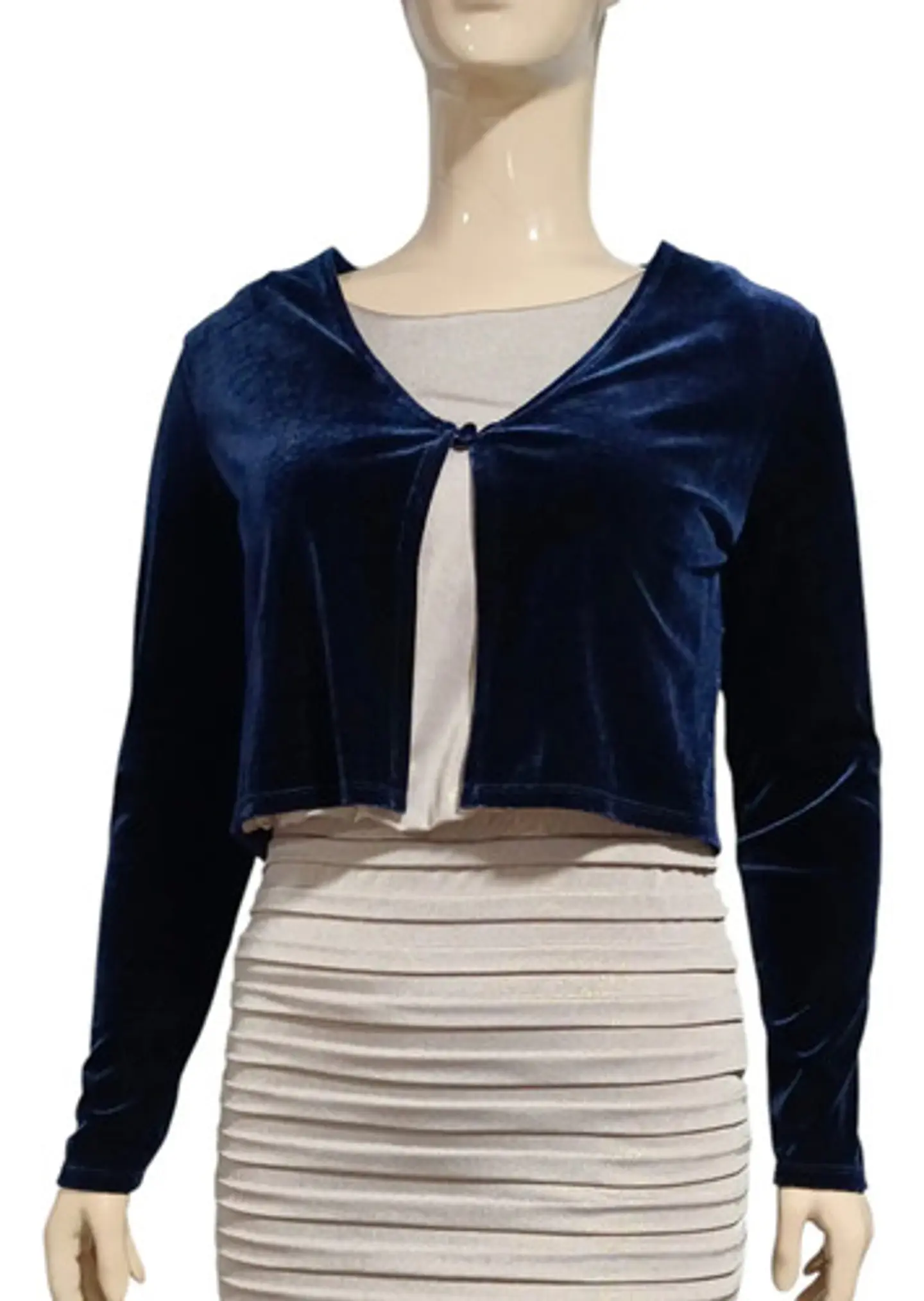 Bolero De Fiesta Azul De Terciopelo Importado Talla M 4