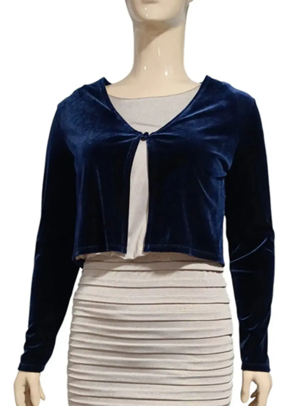 Bolero De Fiesta Azul De Terciopelo Importado Talla M 4