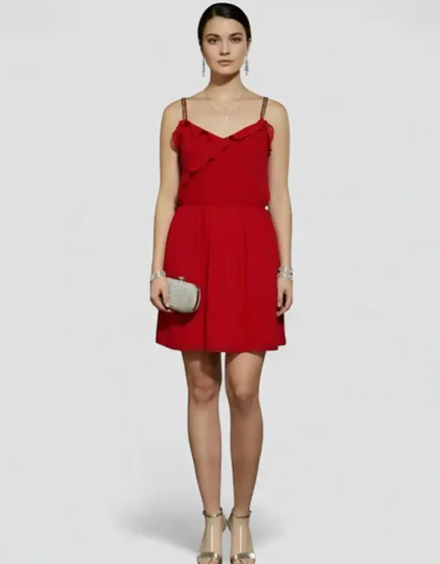 Vestido De Fiesta - Noche De Gasa Roja Marca Zara Talla L 2