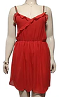Vestido De Fiesta - Noche De Gasa Roja Marca Zara Talla L - Miniatura 3